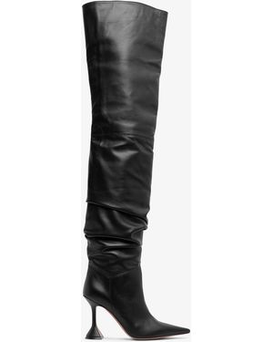 AMINA MUADDI Olivia 95 Black Leather Over Knee Boots