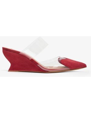 Alaïa Coeur 60 Suede Wedge Mules - Red