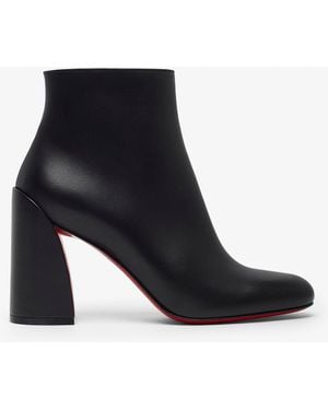 Christian Louboutin Turela 85 Black Leather Boots - White