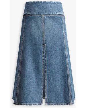 Alaïa Mid-Rise Denim Midi Skirt - Blue