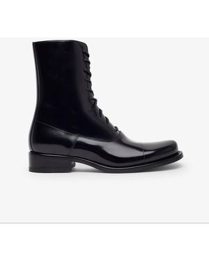 The Row Kai Lace Up Leather Boots - Black