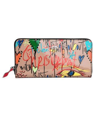 Christian Louboutin Panettone Beige Loubitag Wallet - Red