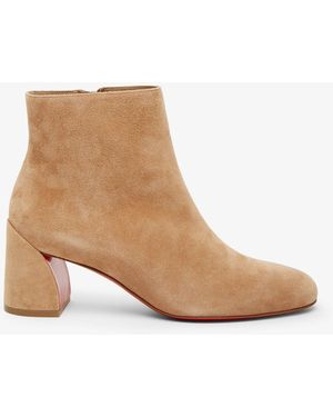 Christian Louboutin Turela 55 Tan Suede Boots - White