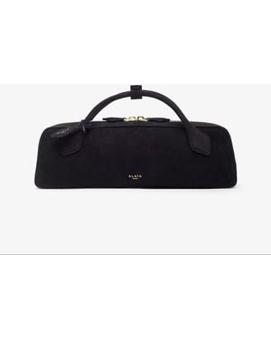 Alaïa Le Teckel Black Suede Clutch - Blue