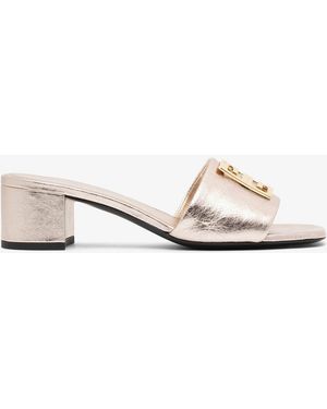 Givenchy 4g 45 Gold Leather Mules - White