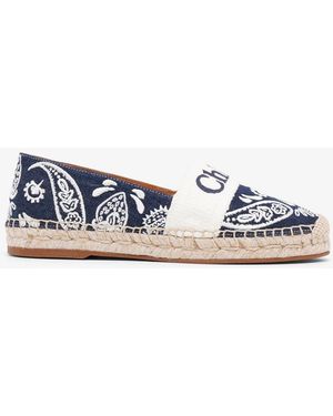 Chloé Piia Denim Espadrille Flats - White