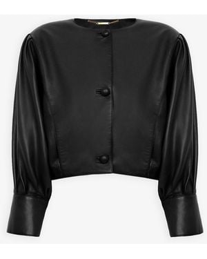 Chloé Cropped Blouson Leather Jacket - Black