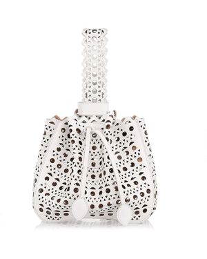 Alaïa White Leather Laser-cut Bucket Bag