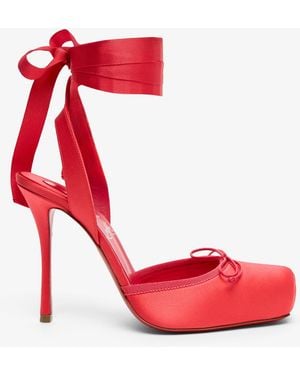 Christian Louboutin Cassia Lace Up 100 Satin Court Shoes - Red