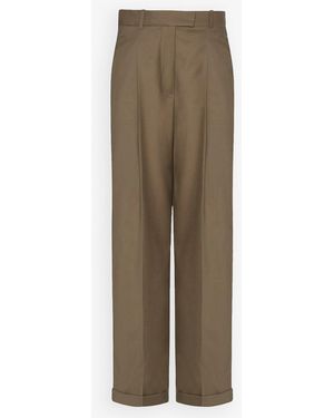The Row Sorina Wool Flannel Pants - Green