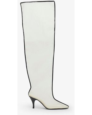 Herbert Levine Drawing A Blank 85 Ivory Mesh Boots - White