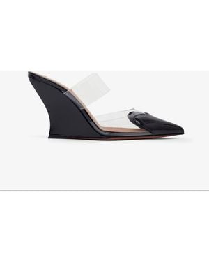 Alaïa Coeur 90 Black Patent Wedge Mules - White