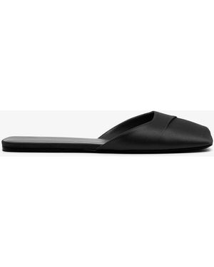 The Row Milla Black Satin Flats - White