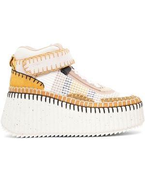 Chloé Nama Platform Light Brown Mesh Trainers - Metallic