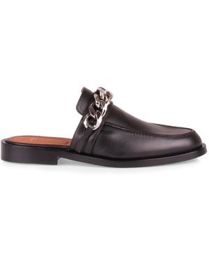 Givenchy Black Leather Chain Loafer - Brown