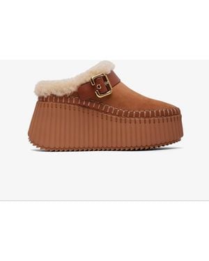 Chloé Nama Tan Shearling Trainers - Brown