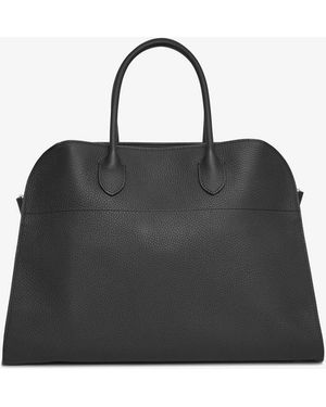 The Row Soft Margaux 15 Black Grained Leather Bag