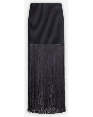 Alaïa Fringed Tube Knitted Skirt - Black