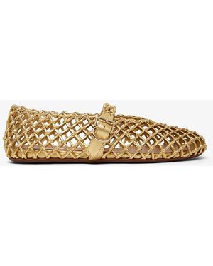 Alaïa Braided Gold Leather Ballet Flats - Multicolour