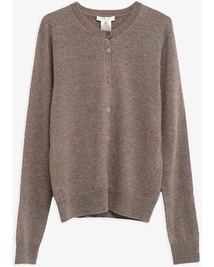 The Row Maui Pebble Beige Cashmere Cardigan - Brown