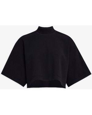 Alaïa Knitted Cropped Black Top - Blue