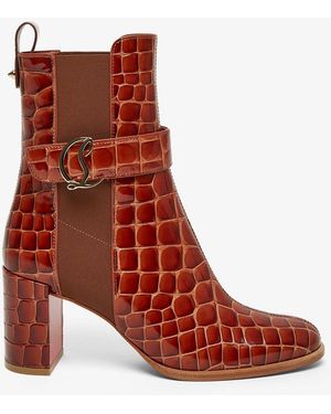 Christian Louboutin Cl Chelsea 70 Brown Calf Ali Boots - Red