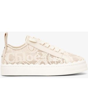 Chloé Lauren Beige Lace Trainers - Natural