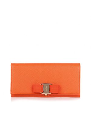 Ferragamo Orange Vara Continental Wallet