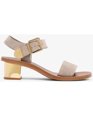 Chloé Rebecca Greige Suede Sandals - Natural