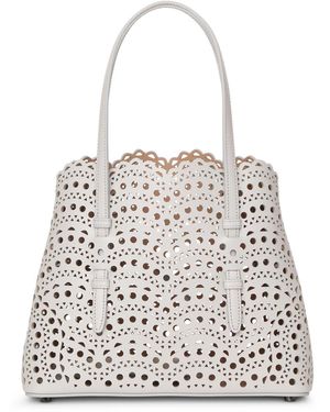Alaïa Mina Small Light Grey Tote Bag - White