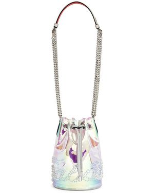Christian Louboutin Marie Jane Holographic Vinyl And Glitter Bucket Bag - White