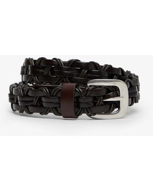The Row Cord Brown Silver Buckle Belt - Black