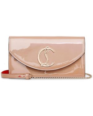 Christian Louboutin Loubi54 Patent Shimmer Nude Clutch - Pink