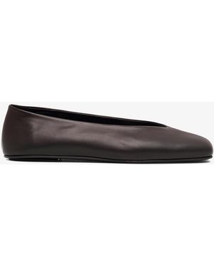 The Row Eva Two Dark Brown Ballerinas - White