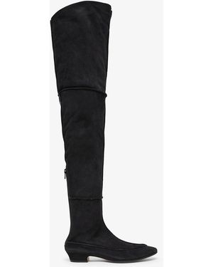 The Row Hereditas 25 Black Fur Over Knee Boots