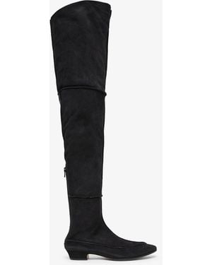 The Row Hereditas 25 Black Fur Over Knee Boots
