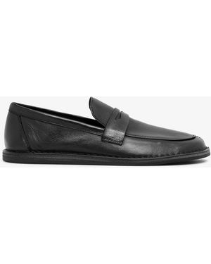 The Row Cary Black Leather Loafers - White