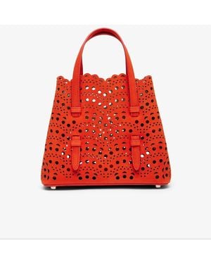 Alaïa Mina 20 Vienne Orange Suede Tote Bag - Red