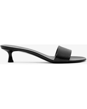 The Row Combo Kitten Black Leather Mules - White
