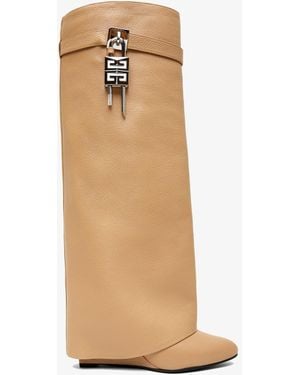Givenchy Shark Lock Beige Leather Boots - White