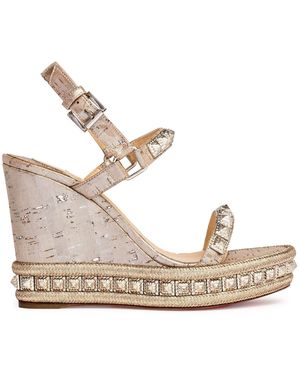 Christian Louboutin Pyradiams 110 Lige Pepite Silver Wedges - Metallic