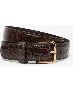 The Row Classic Brown Gold Buckle Belt - Multicolour