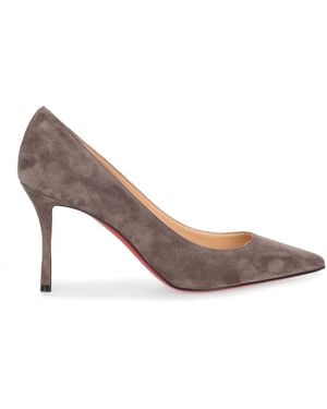 Christian Louboutin Decoltish 85 Grey Suede Pump - Brown