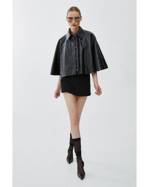 Chloé Short Cape In Soft Nappa Leather - Black