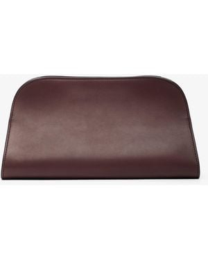 The Row Peggy Burgundy Leather Clutch - Brown