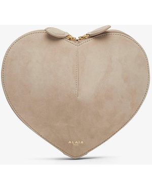 Alaïa Le Coeur Greige Crossbody Bag - White
