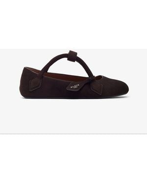 Alaïa Teckel Brown Suede Ballet Flats - Black