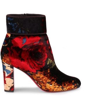 Christian Louboutin Moulamax 85 Floral Velvet Bootie - Red