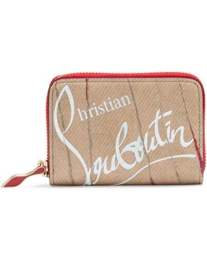 Christian Louboutin Panettone Beige Leather Coin Purse - Pink