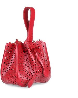 Alaïa Red Leather Laser-cut Bucket Bag